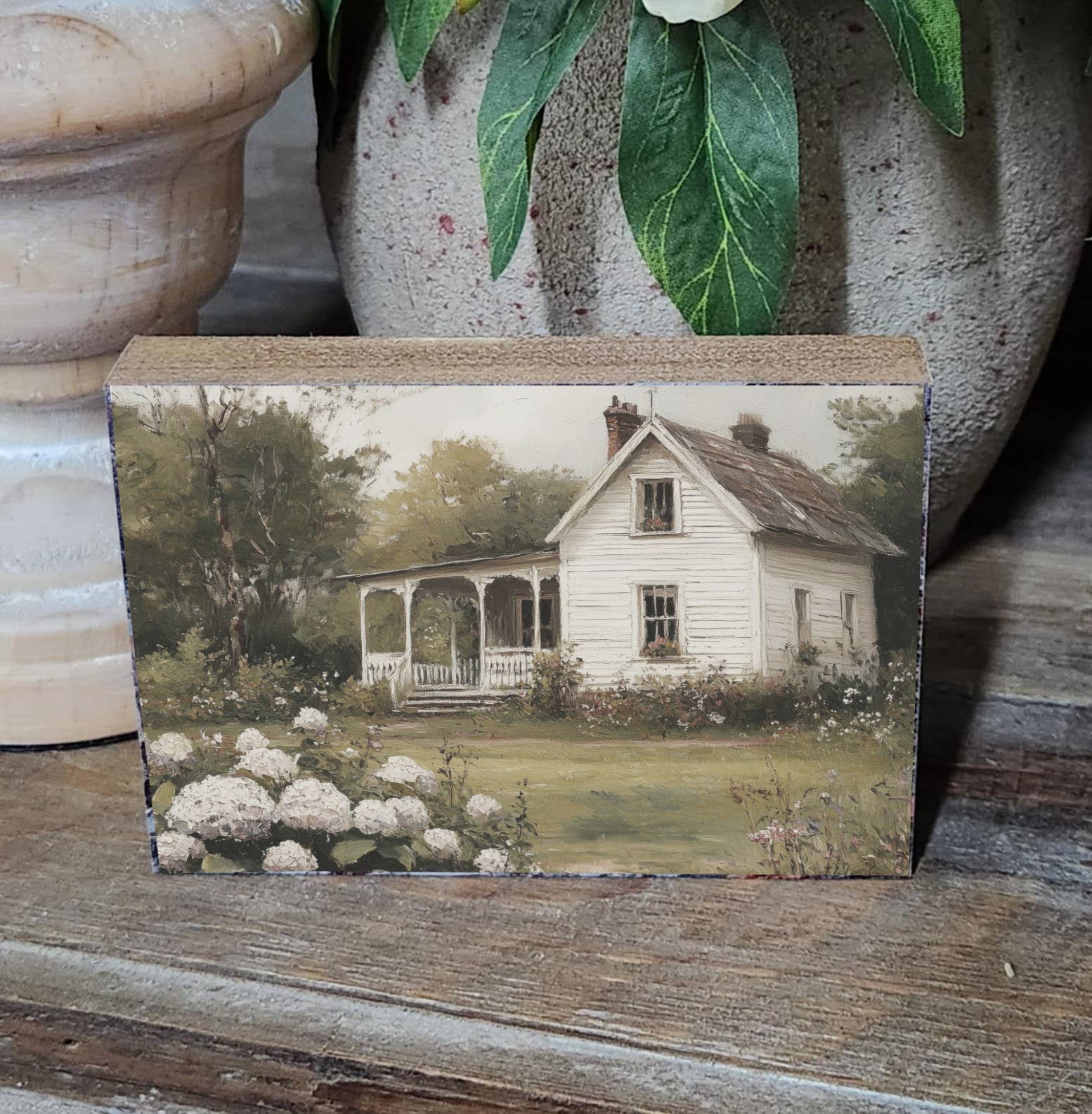 Spring Farmhouse Printed Block, Feathered Farmhouse