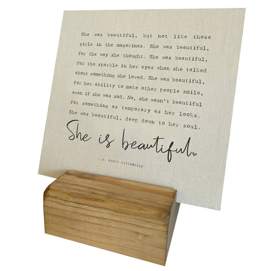 She Is Beautiful Mini Canvas, Feathered Farmhouse