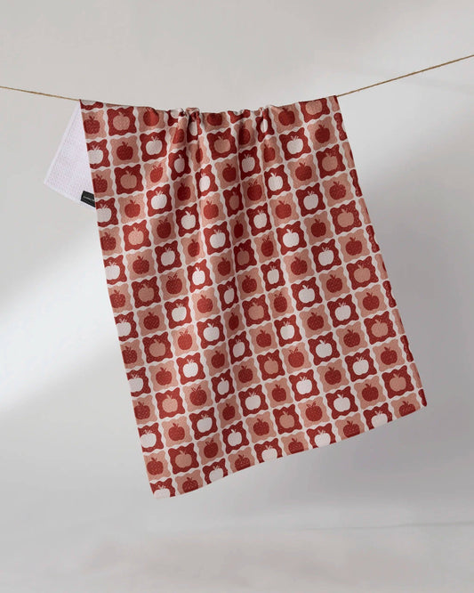 Apple Quilt Tea Towel, Feathered Farmhouse