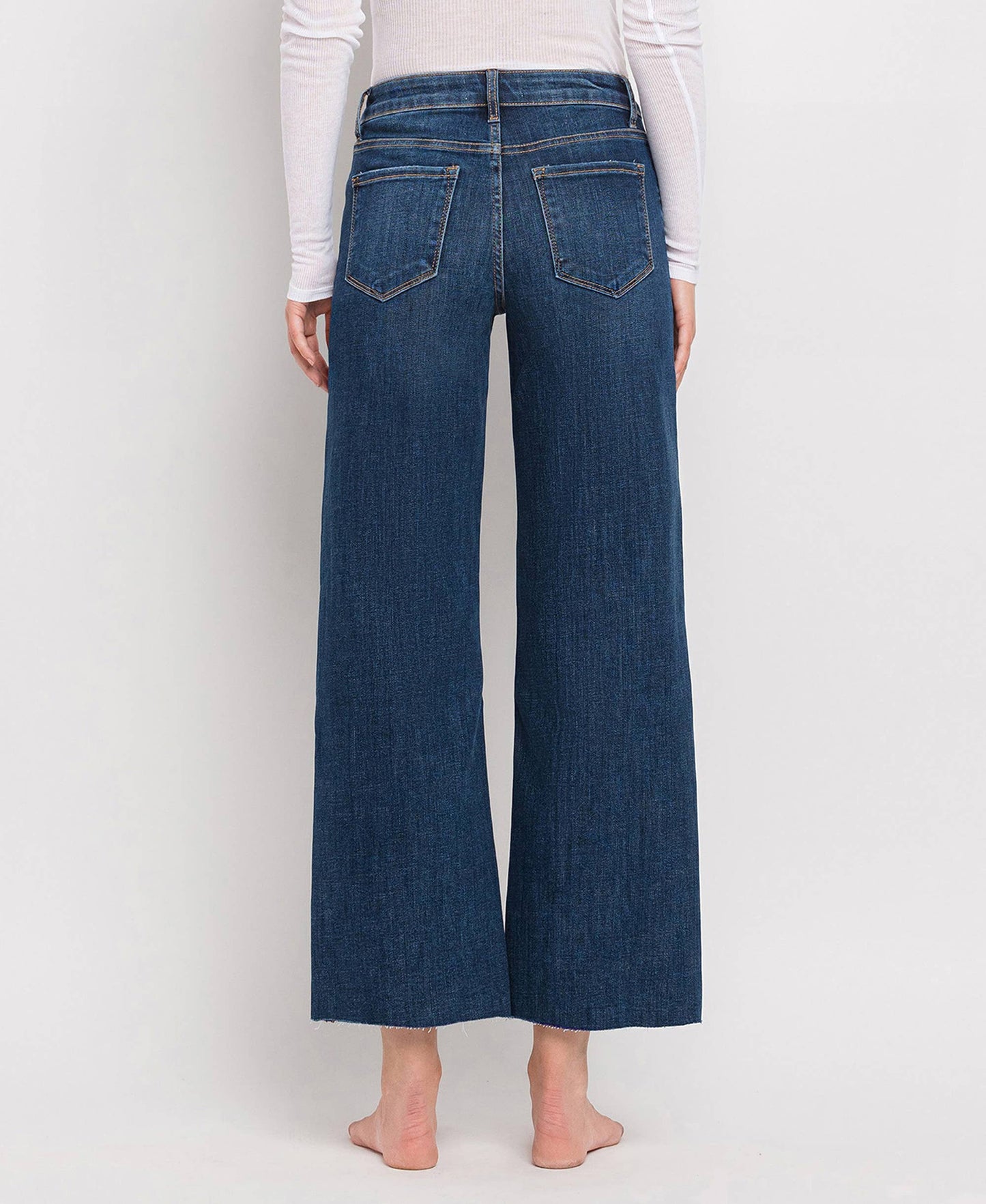 Dark Wash Tummy Control Midrise Wide Leg Jean