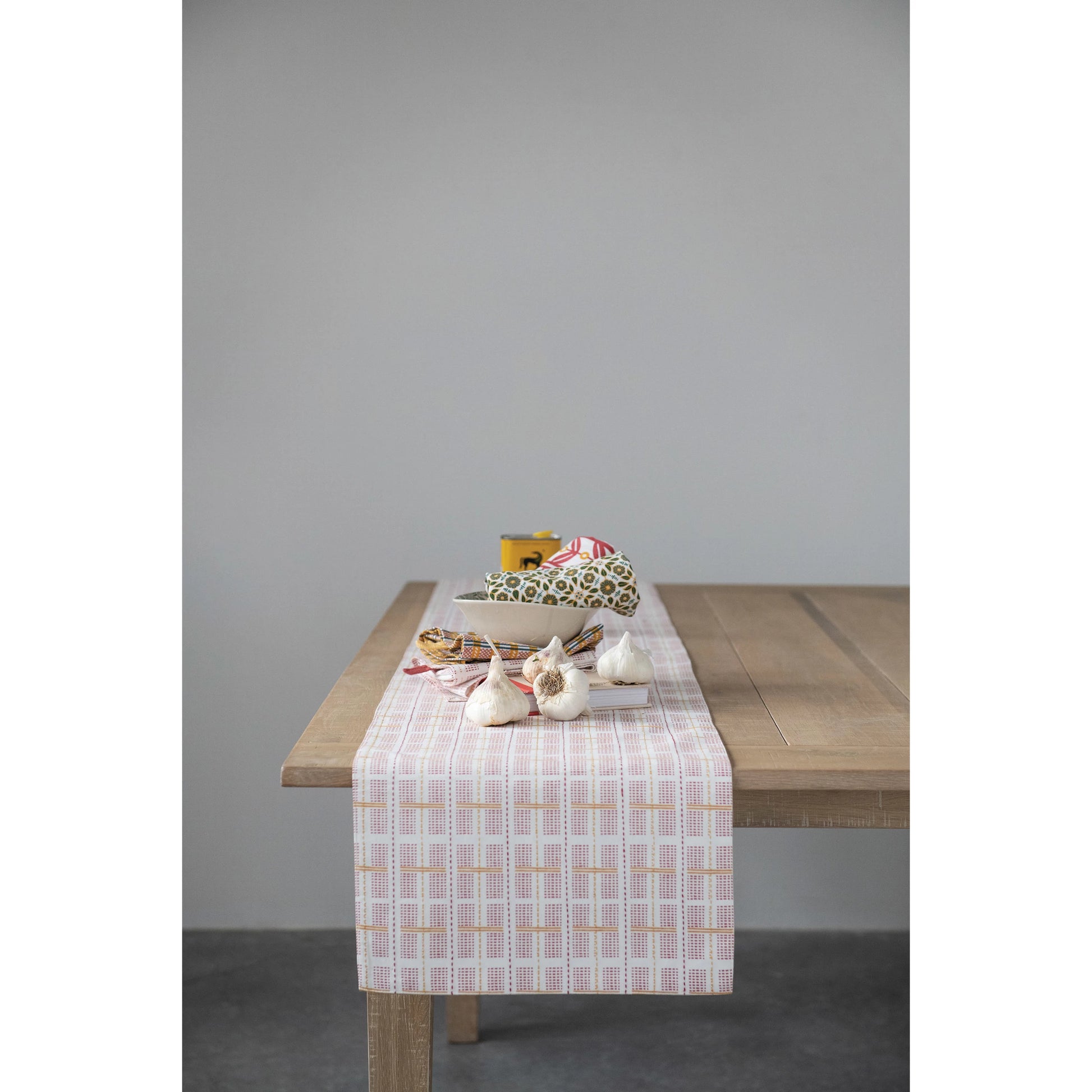 Cotton Printed Table Runner, Feathered Farmhouse