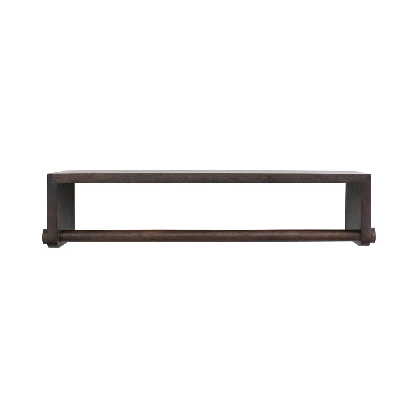 Mango Wood Wall Shelf with Rod, Feathered Farmhouse