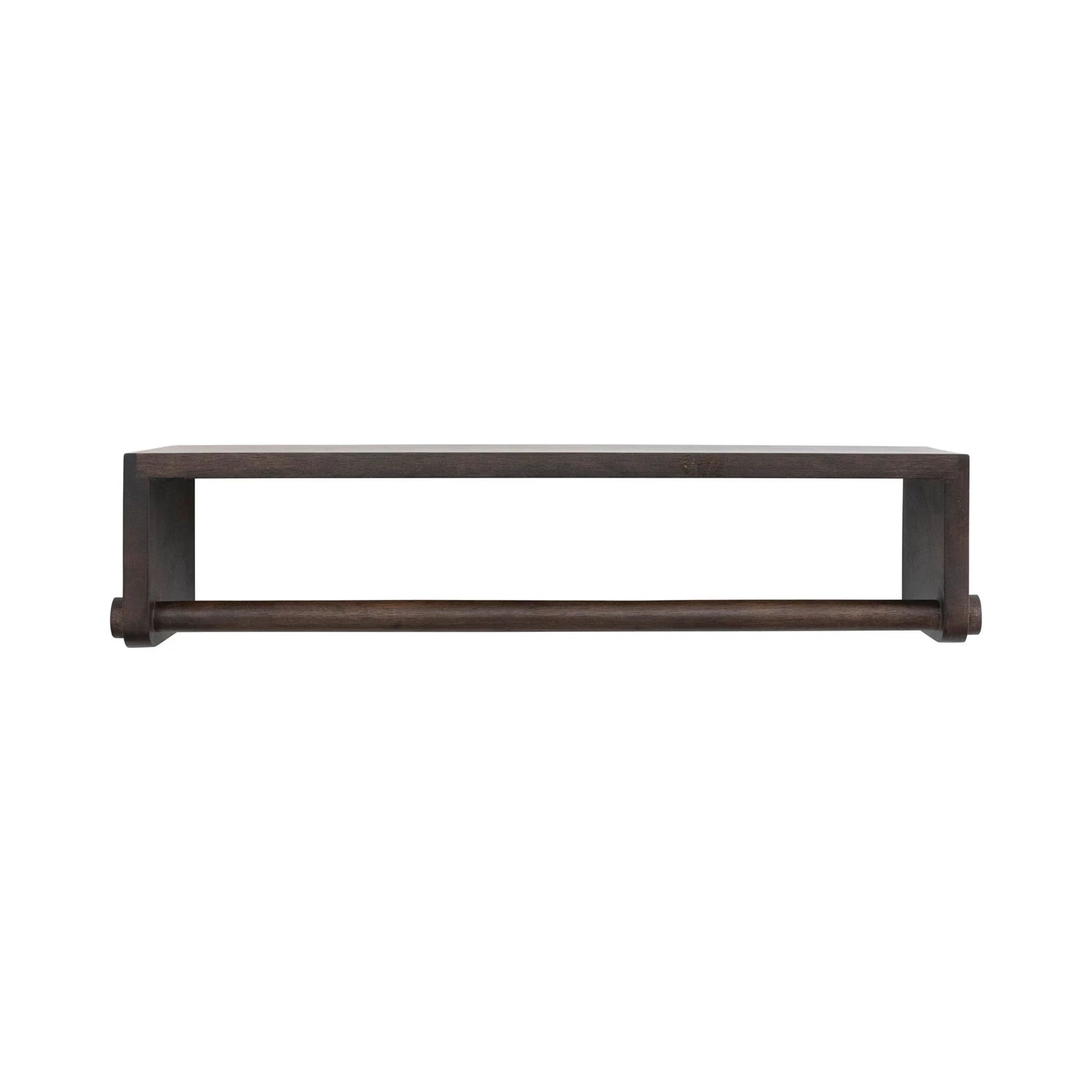 Mango Wood Wall Shelf with Rod, Feathered Farmhouse