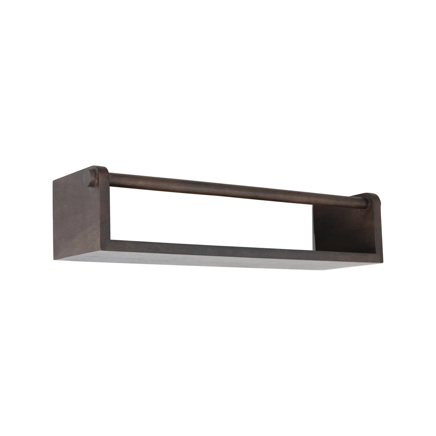 Mango Wood Wall Shelf with Rod, Feathered Farmhouse