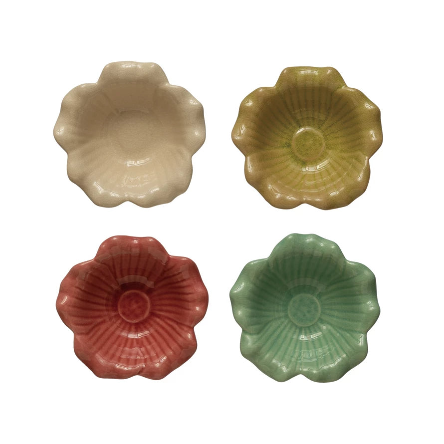 Debossed Stoneware Flower Bowl, Feathered Farmhouse