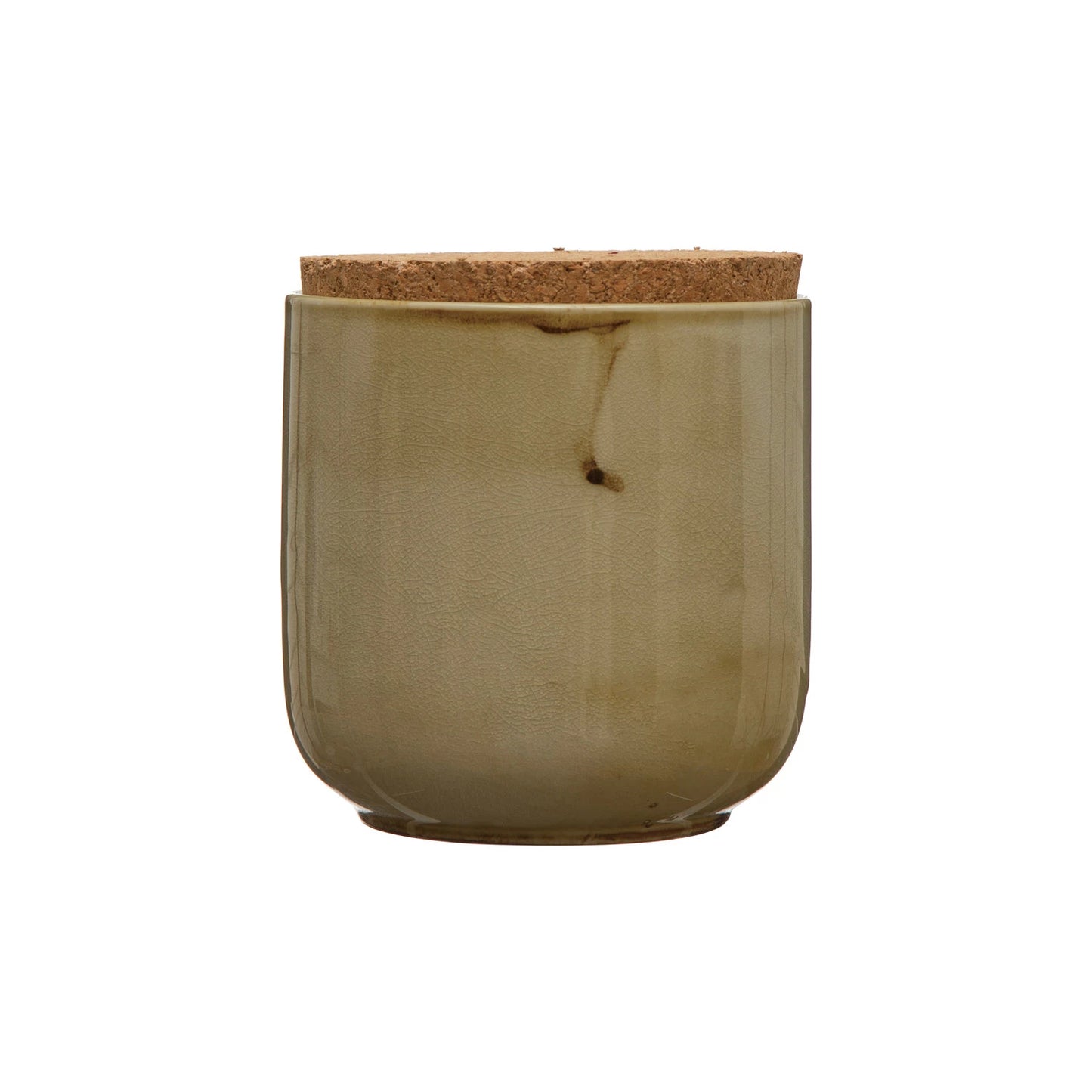 Stoneware Jar with Cork Lid, Feathered Farmhouse