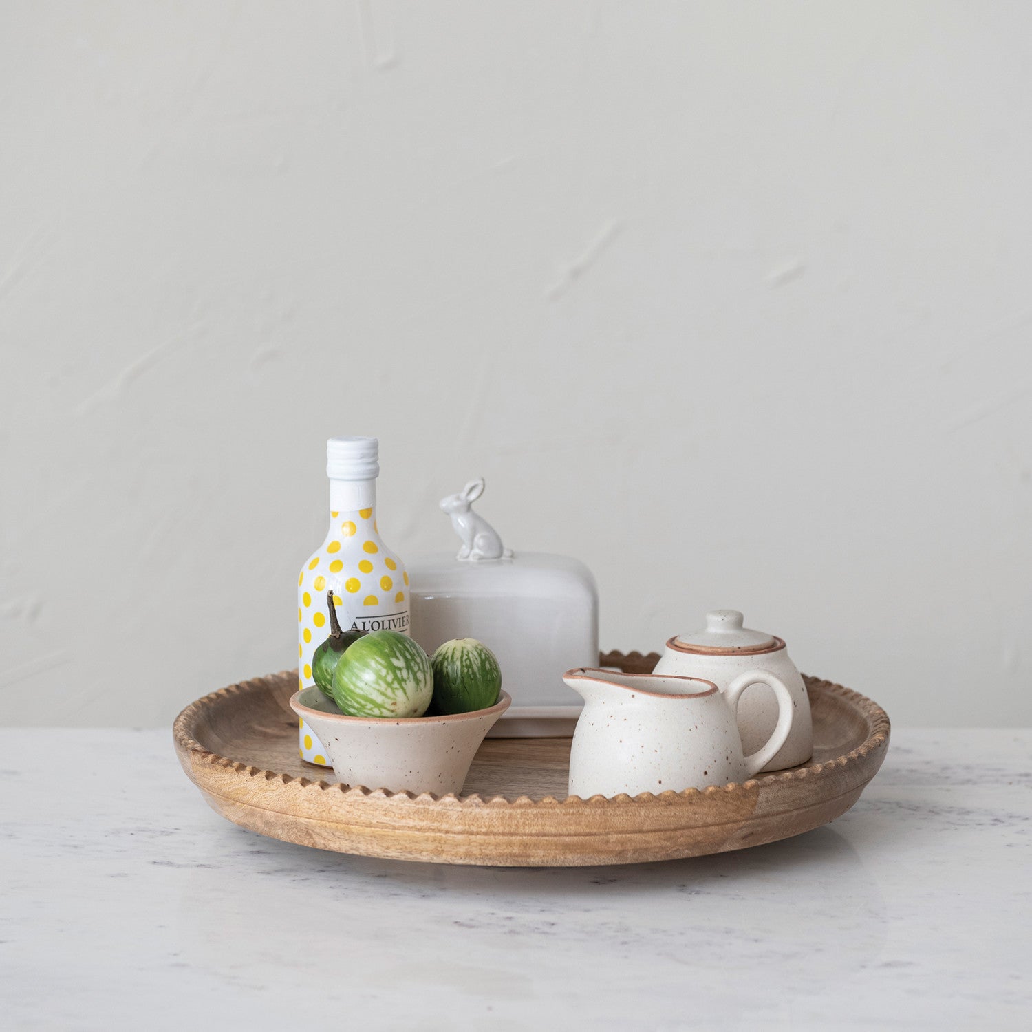 Mango Wood Lazy Susan, Feathered Farmhouse