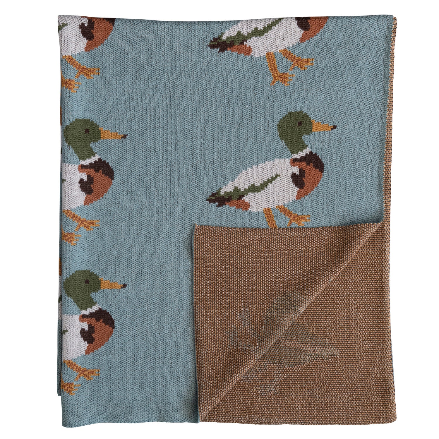 Cotton Knit Baby Blanket with Ducks, Feathered Farmhouse