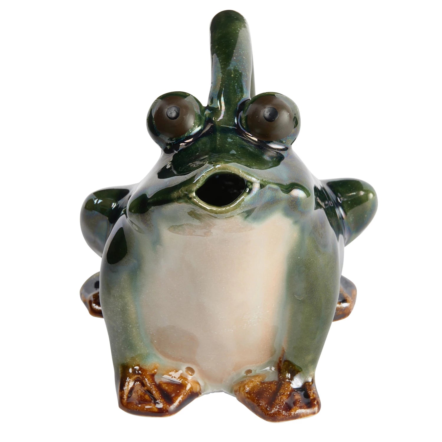 Stoneware Frog Watering Pitcher, Feathered Farmhouse