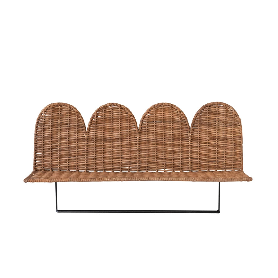 Rattan Wicker Wall Shelf, Feathered Farmhouse