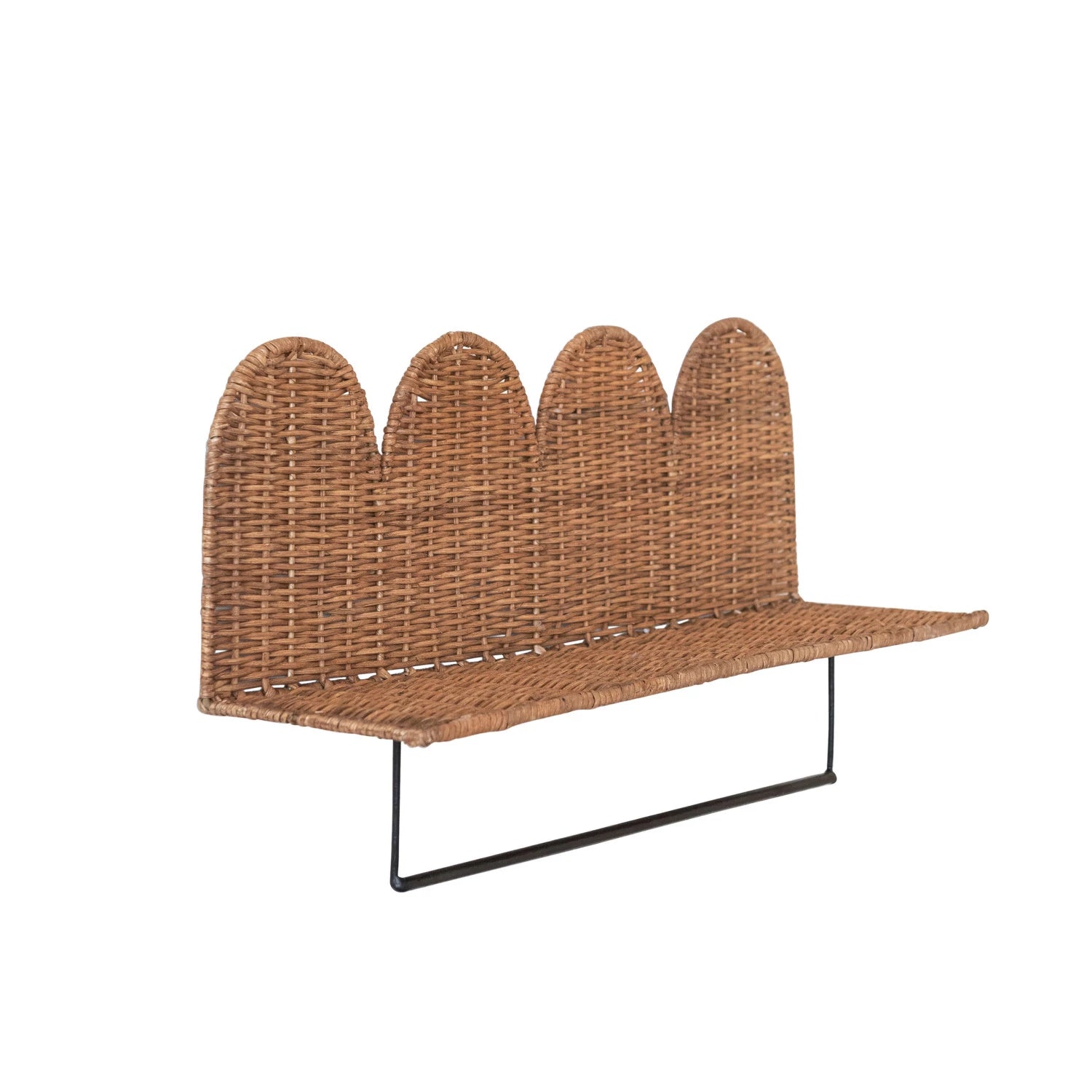 Rattan Wicker Wall Shelf, Feathered Farmhouse