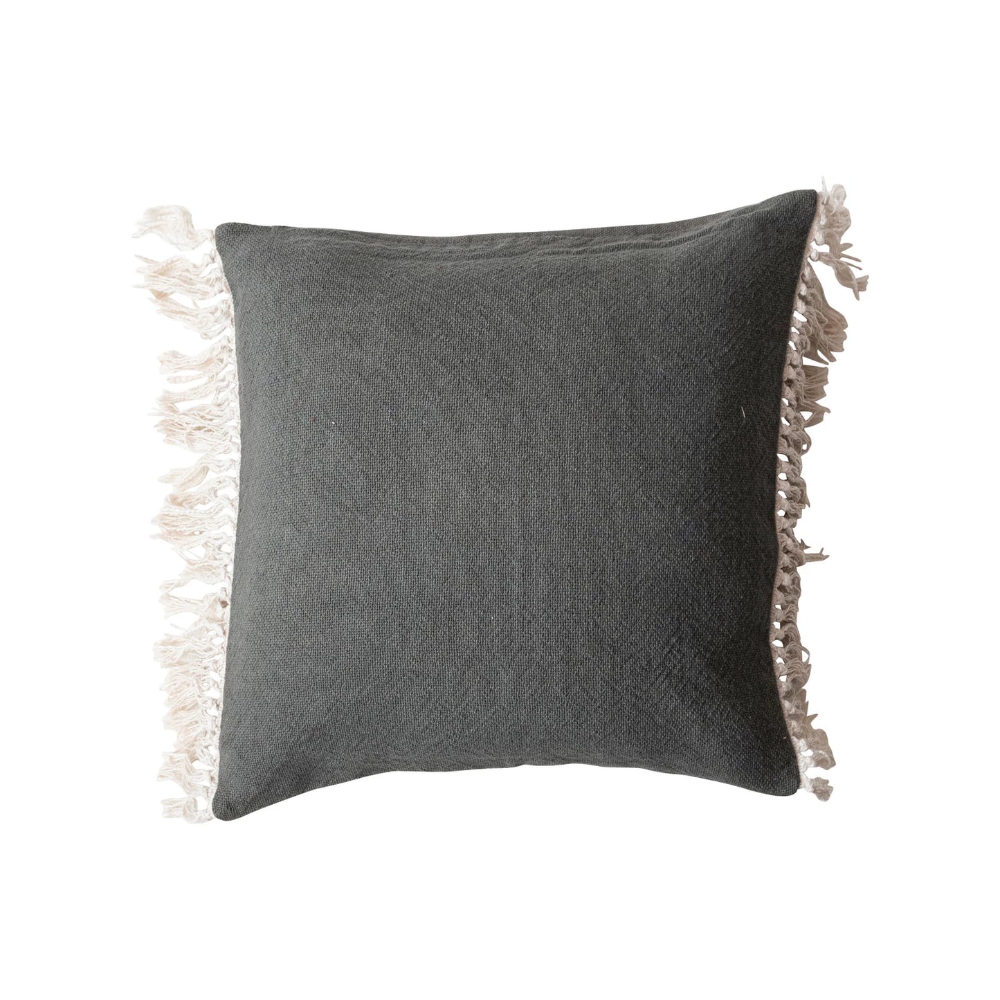Grey Fringe Pillow, The Feathered Farmhouse
