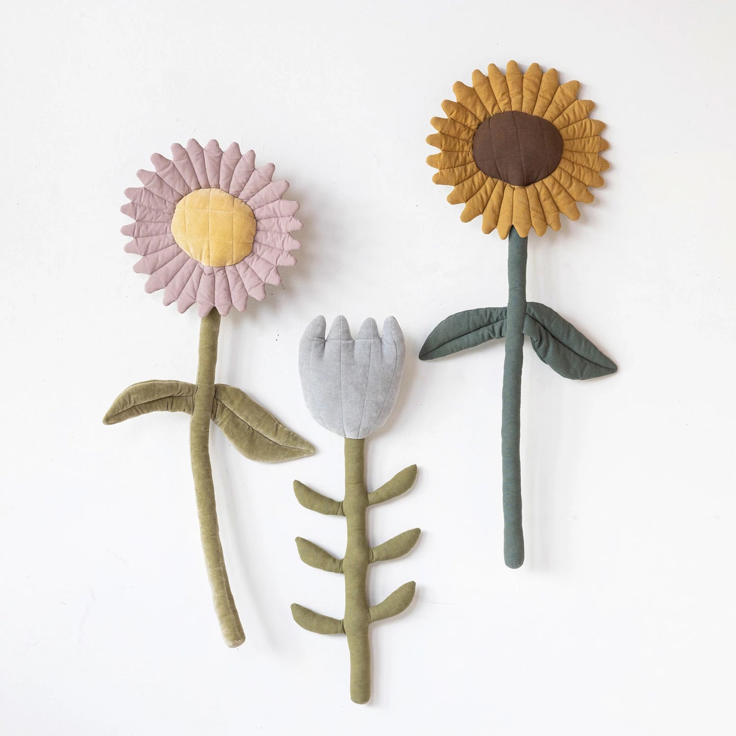 Cotton & Velvet Flower Wall Decor, Feathered Farmhouse