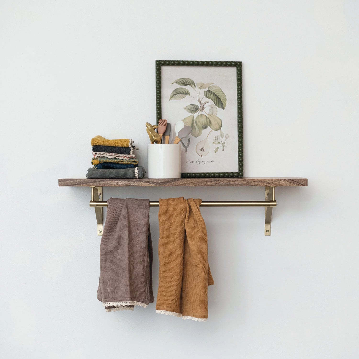 Mango Wood + Metal Wall Shelf, The Feathered Farmhouse