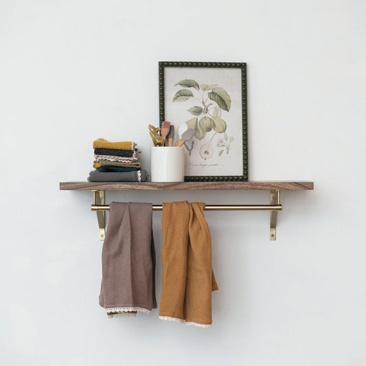 Mango Wood + Metal Wall Shelf, The Feathered Farmhouse