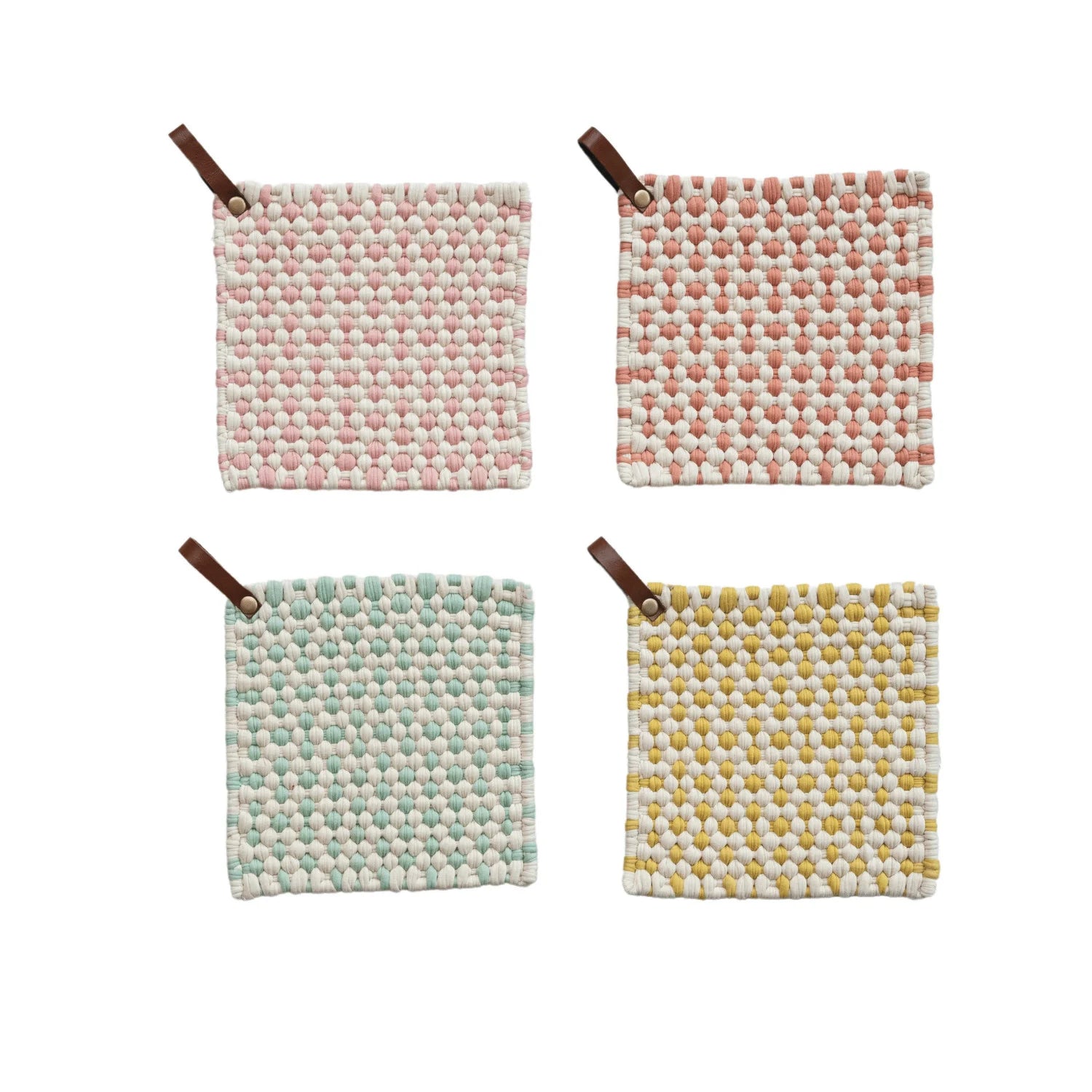 Cotton Crocheted Pot Holder, Feathered Farmhouse