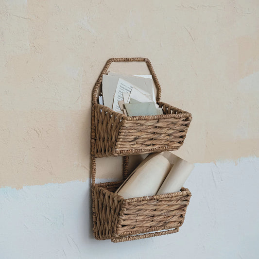 Water Hyacinth Two-Tier Basket, The Feathered Farmhouse