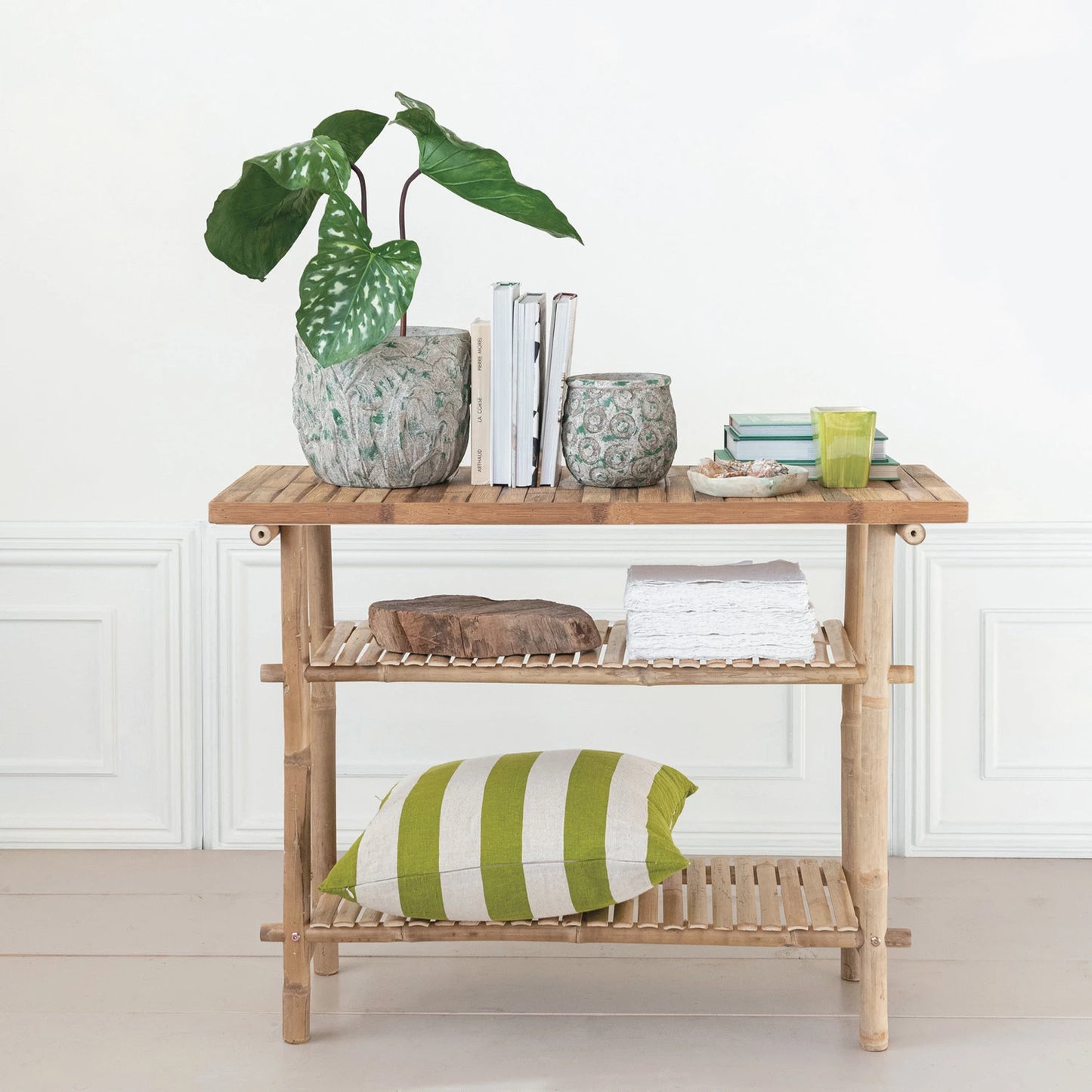 Bamboo Slatted Table, The Feathered Farmhouse