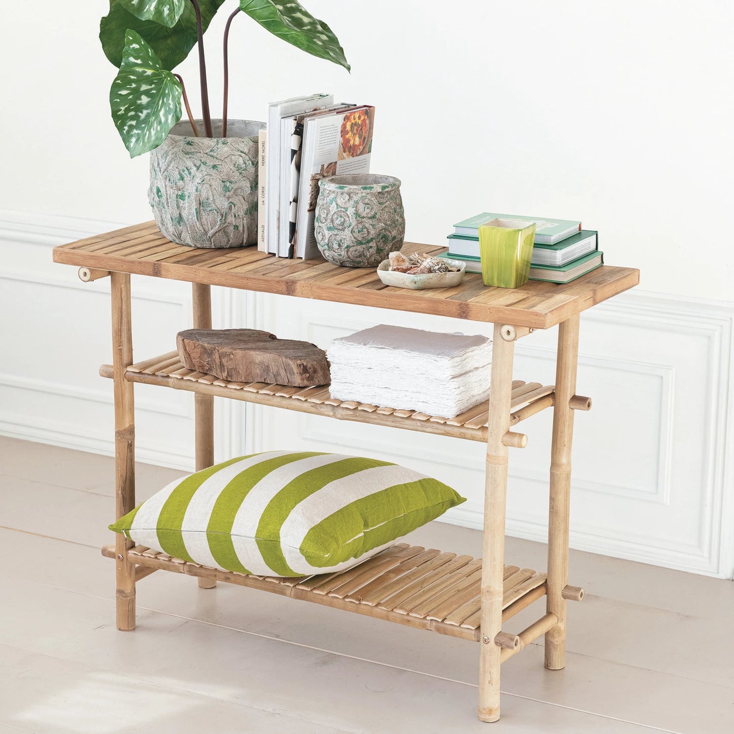 Bamboo Slatted Table, The Feathered Farmhouse