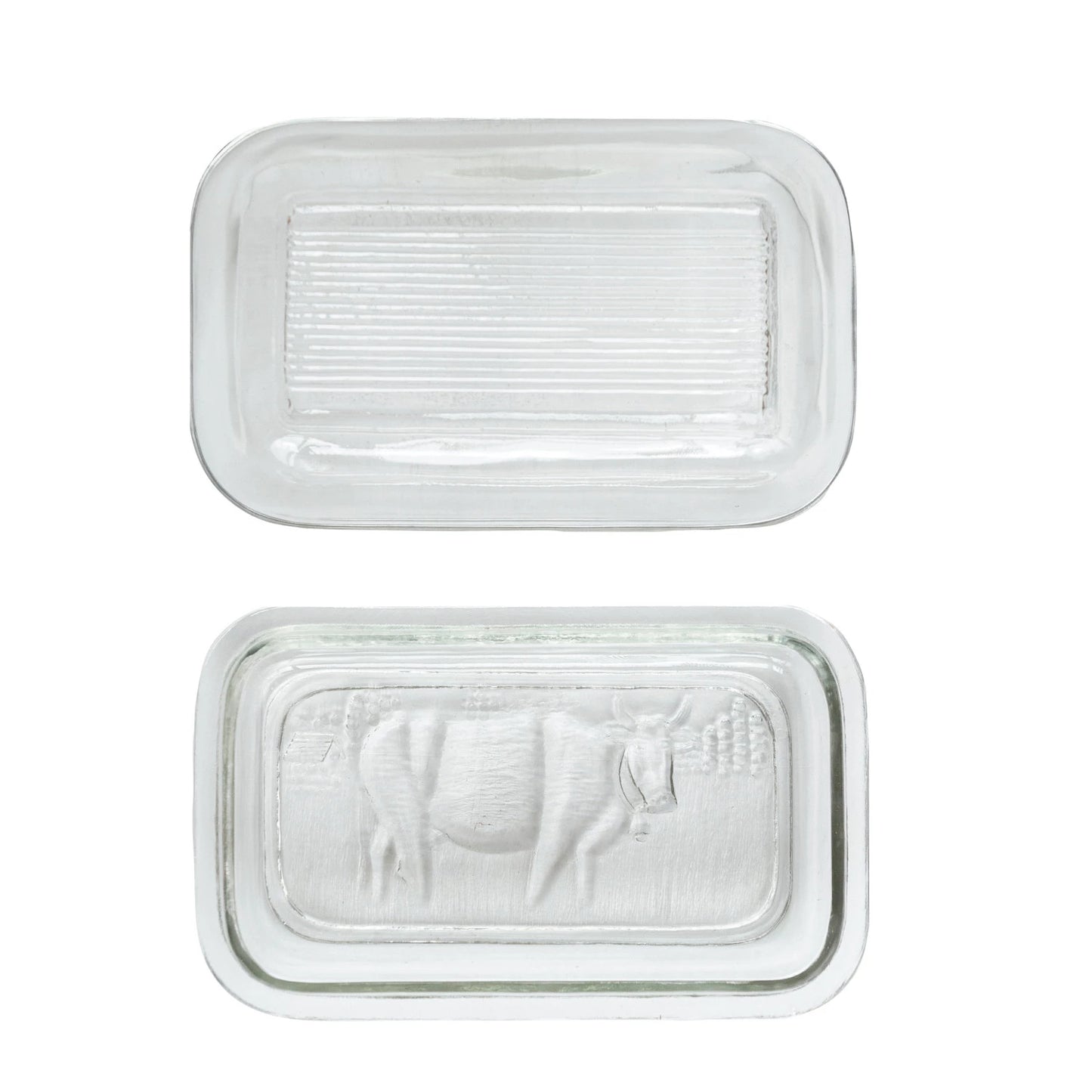 Pressed Glass Cow Butter Dish, The Feathered Farmhouse