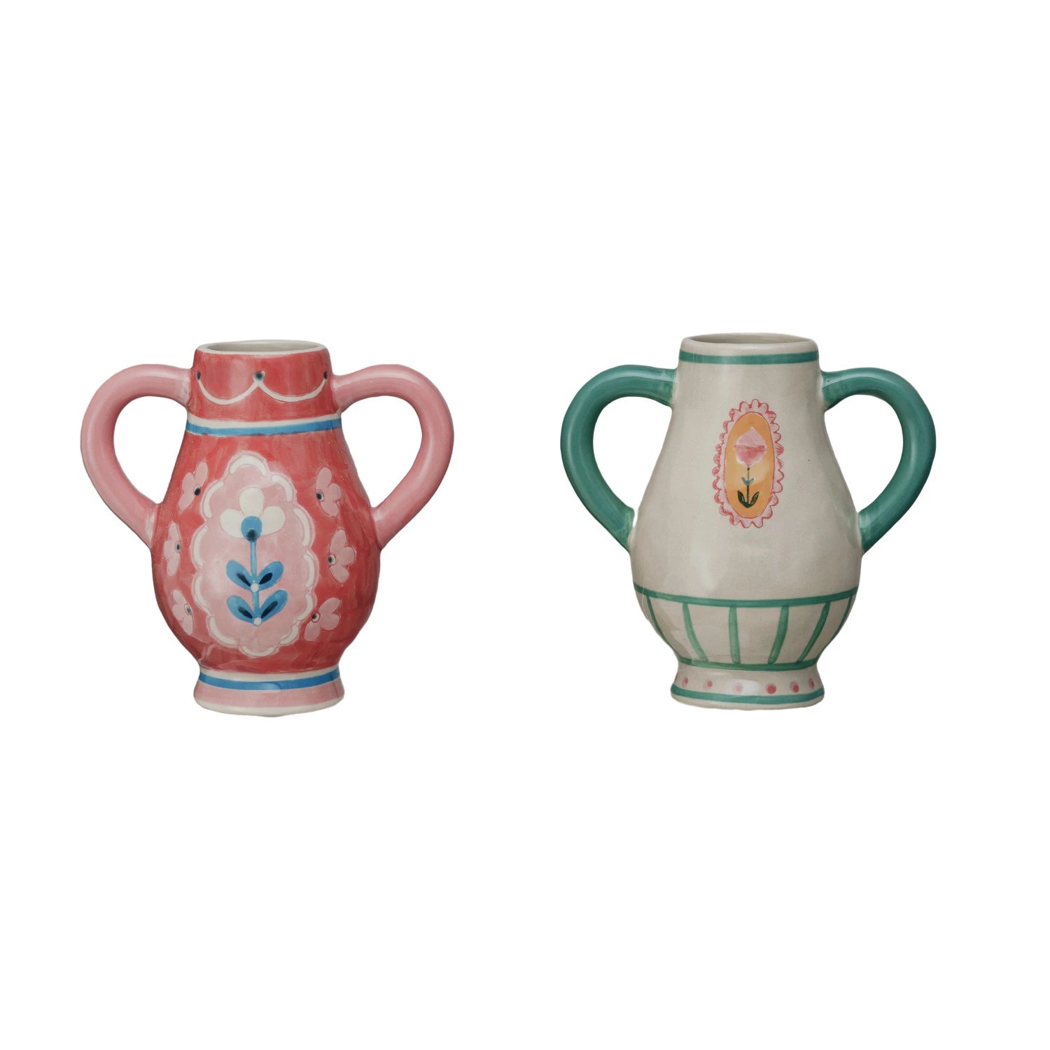 Stoneware Urn with Handles, Feathered Farmhouse