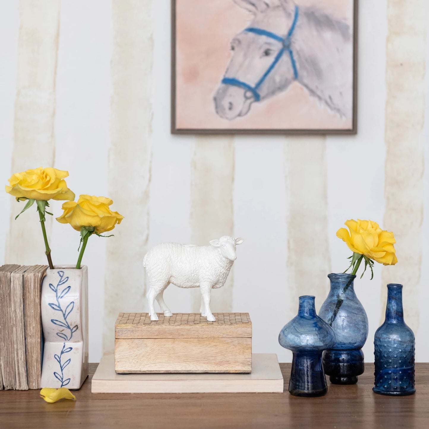 Resin Sheep Taper Holder, Feathered Farmhouse