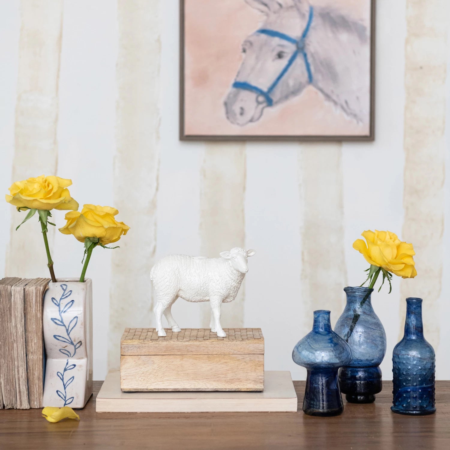 Resin Sheep Taper Holder, Feathered Farmhouse