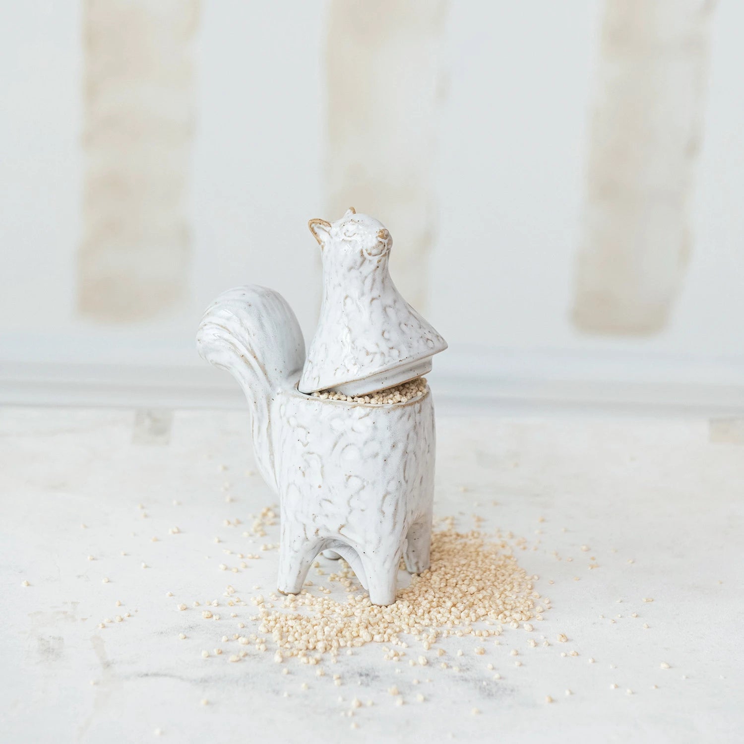 Stoneware Squirrel Jar, Feathered Farmhouse
