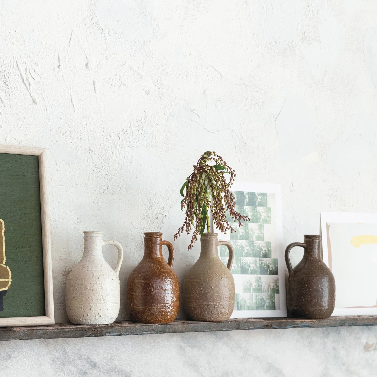 Decorative Stoneware Jug, Feathered Farmhouse