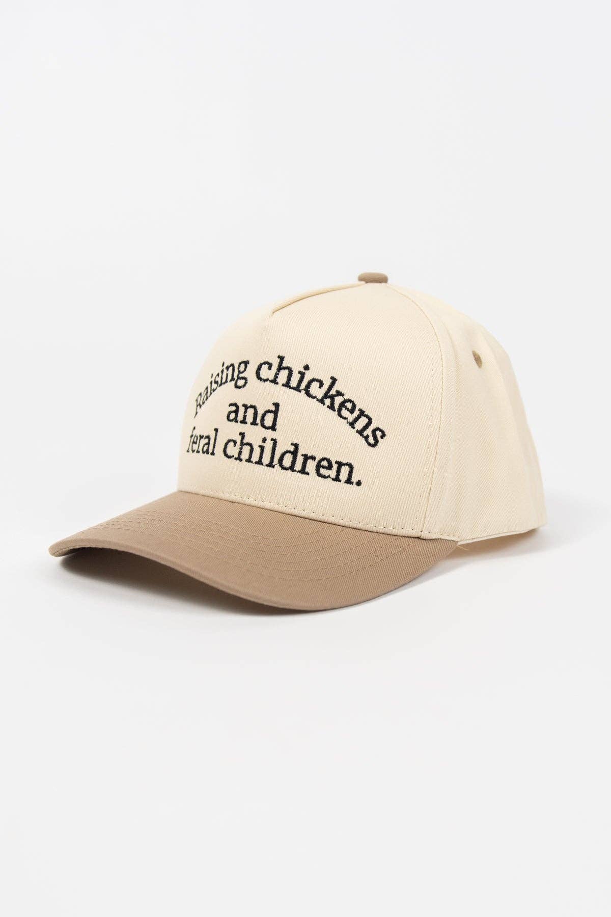 'Raising Chickens and Feral Children.' Embroidered Trucker Hat, Feathered Farmhouse