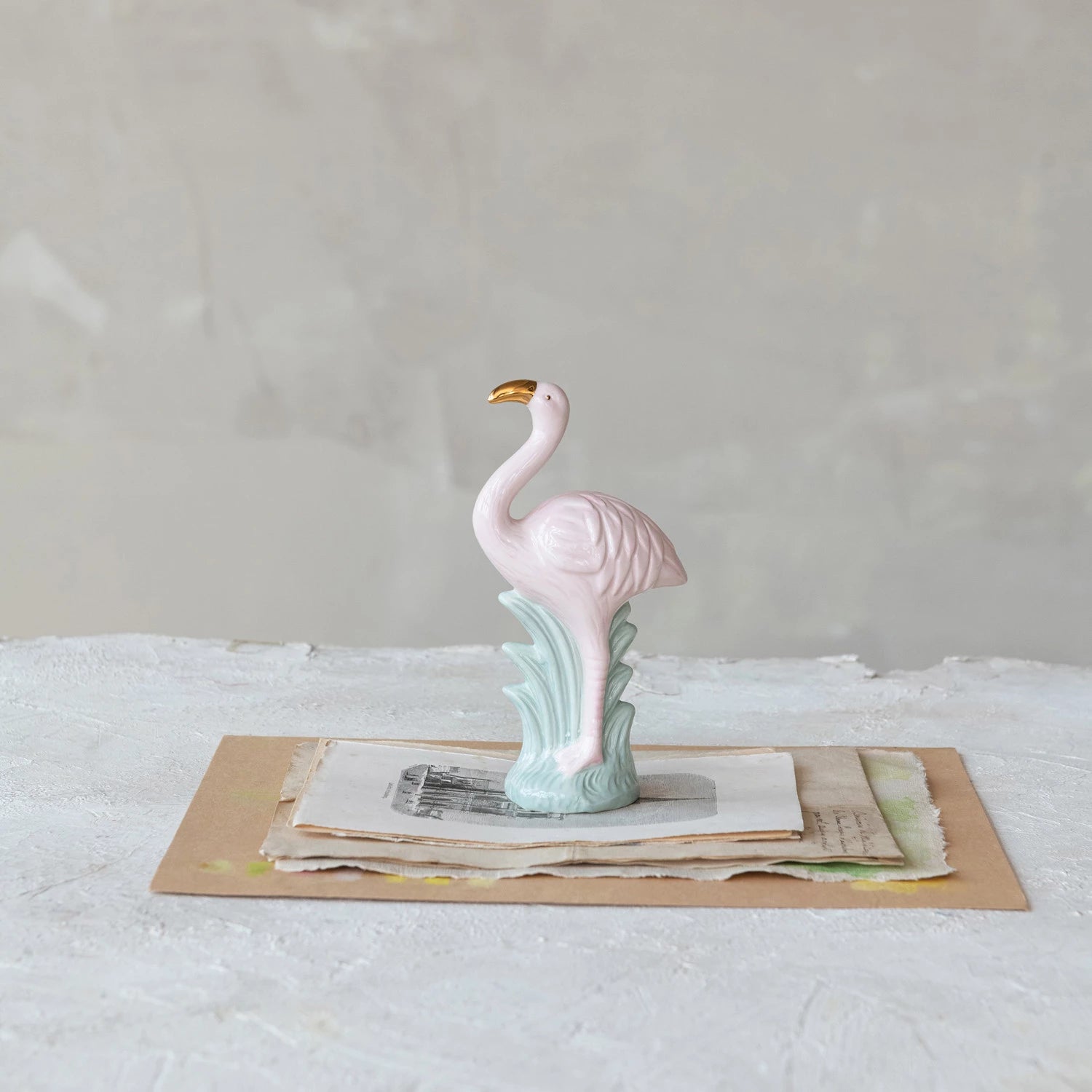 Stoneware Vintage Reproduction Flamingo, Feathered Farmhouse