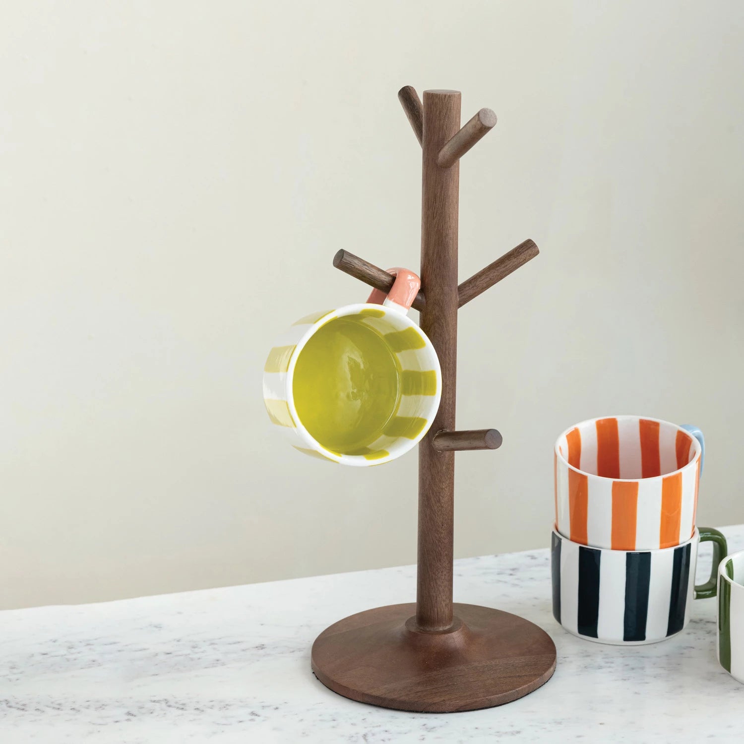 Mango Wood Mug Holder, Feathered Farmhouse