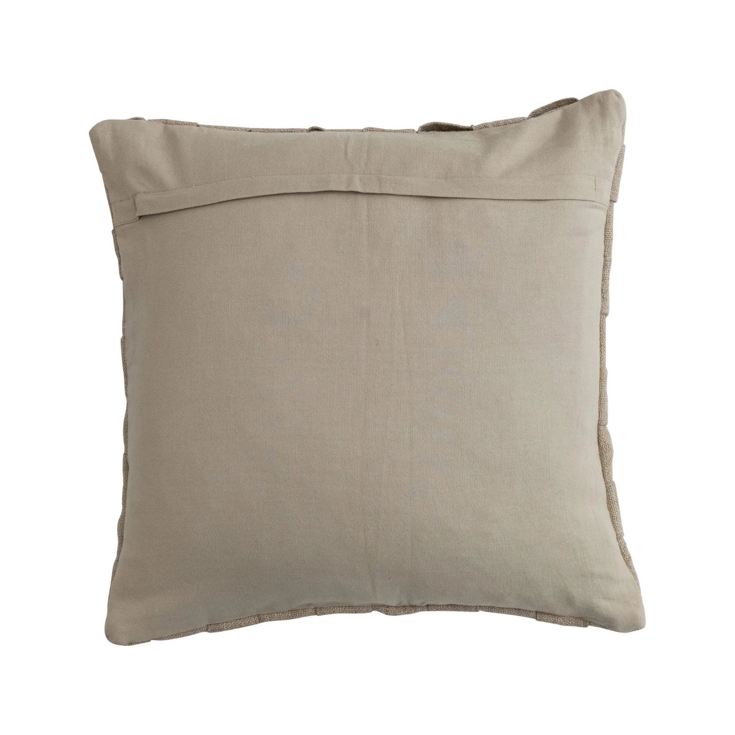 Square Woven Jute & Cotton Basket Weave Pillow, Feathered Farmhouse