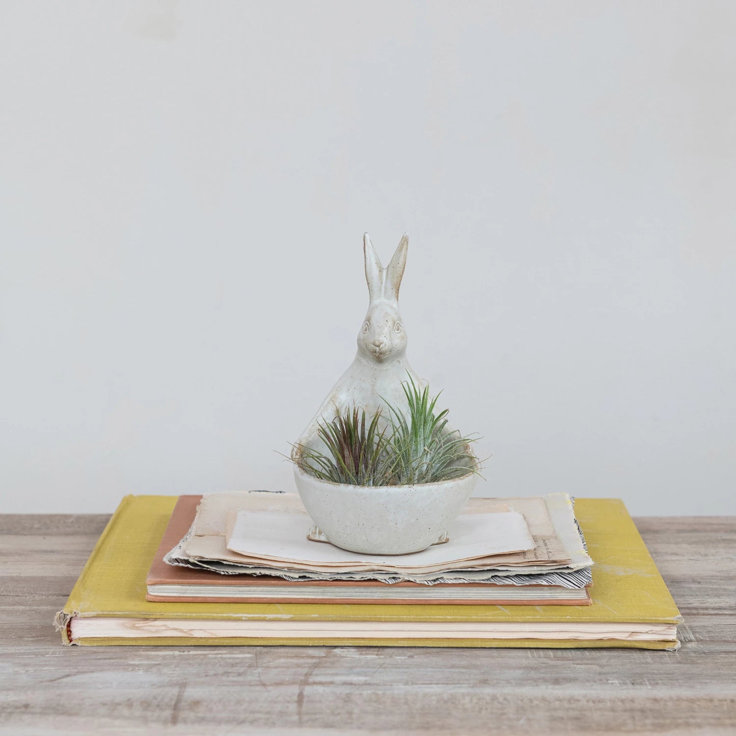 Stoneware Rabbit with Bowl/Planter, The Feathered Farmhouse