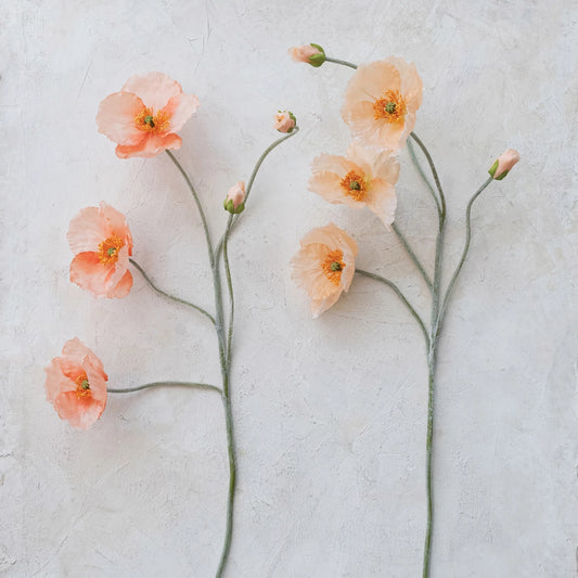 Faux Poppy Flower Pick, Feathered Farmhouse