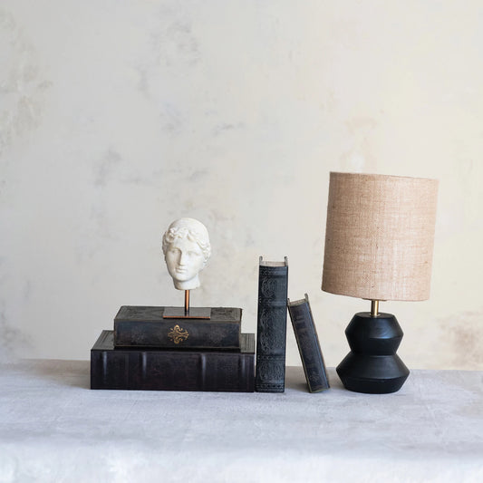 Resin Bust with Black & Copper Finish Metal Stand, Feathered Farmhouse