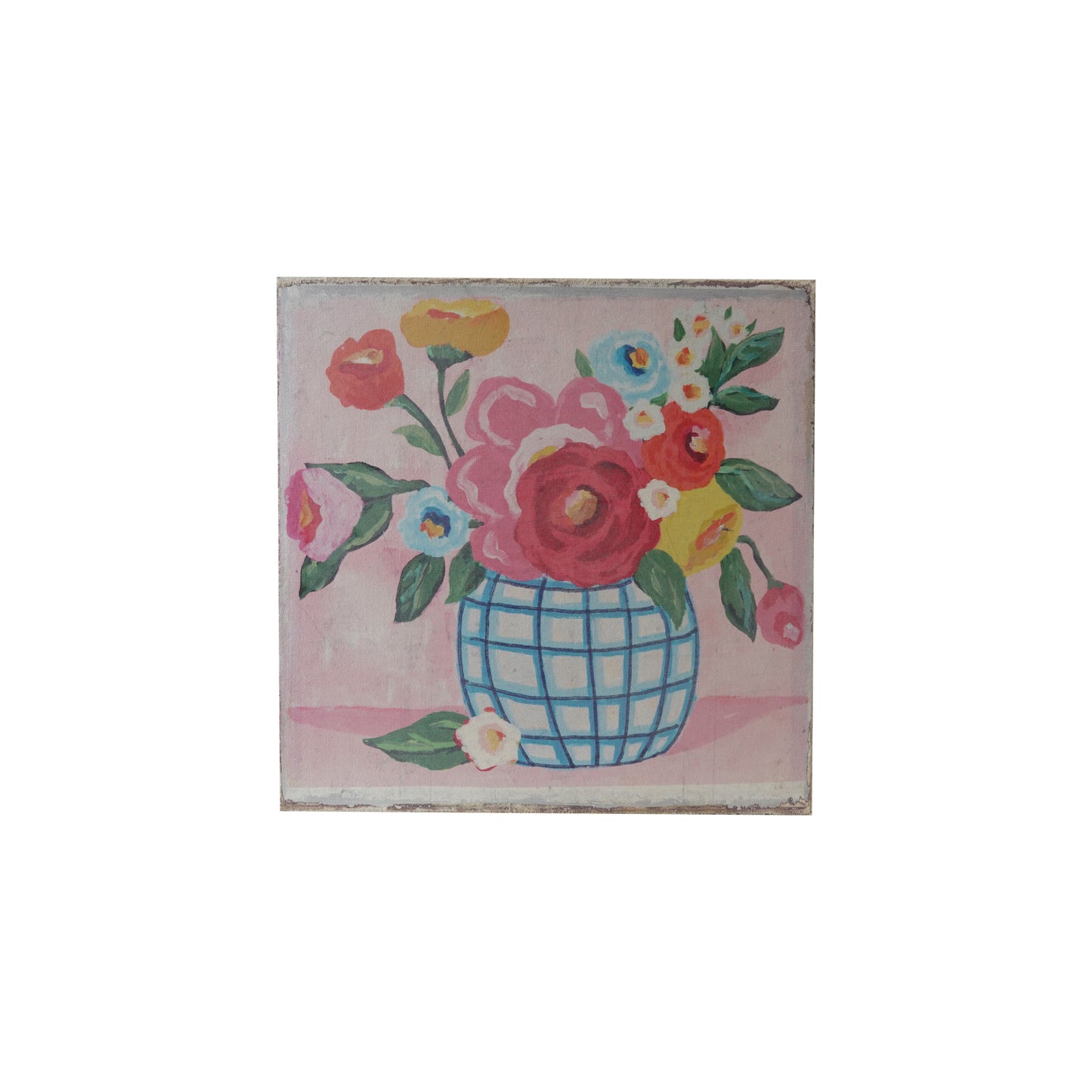 Flowers in Grid Vase Wall Decor, Feathered Farmhouse