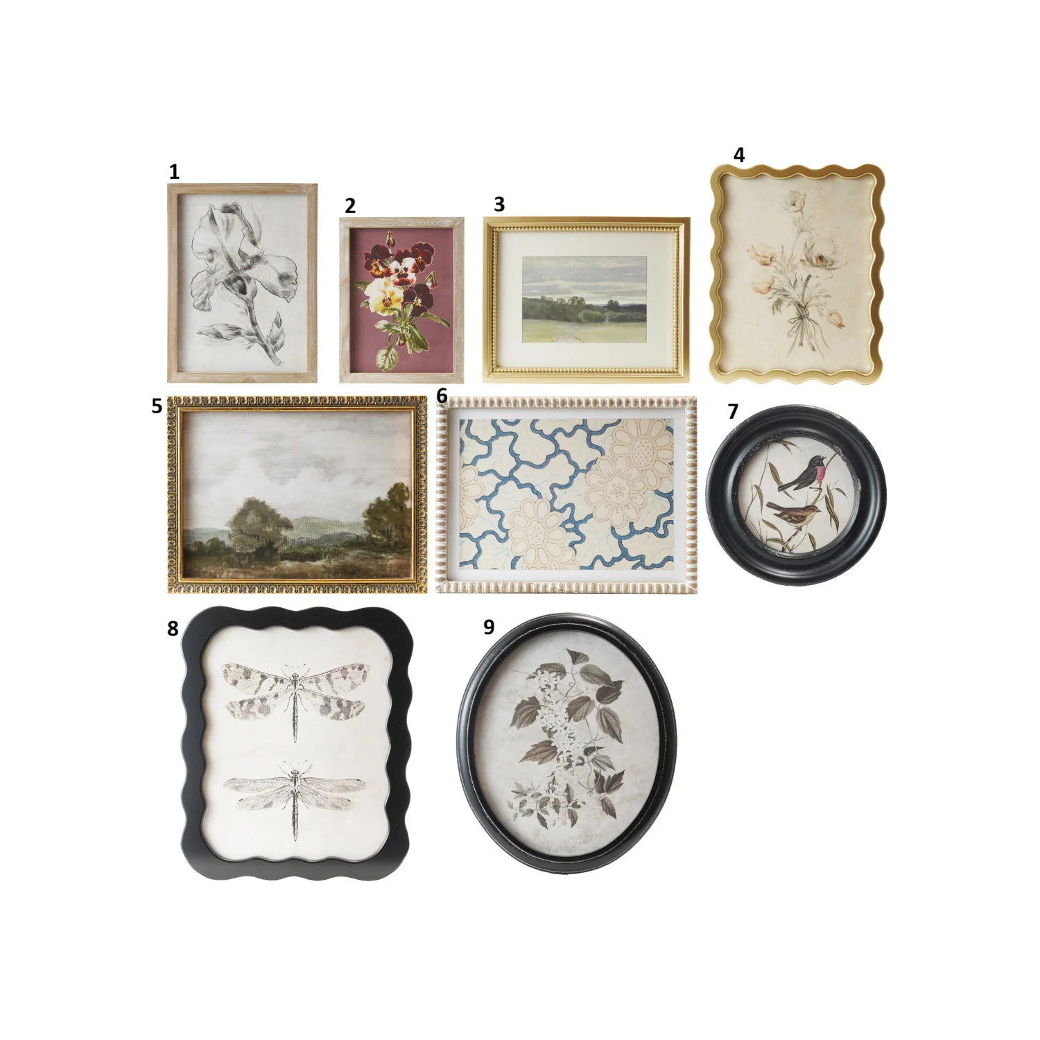 Wood Framed Glass Wall Decor, Feathered Farmhouse