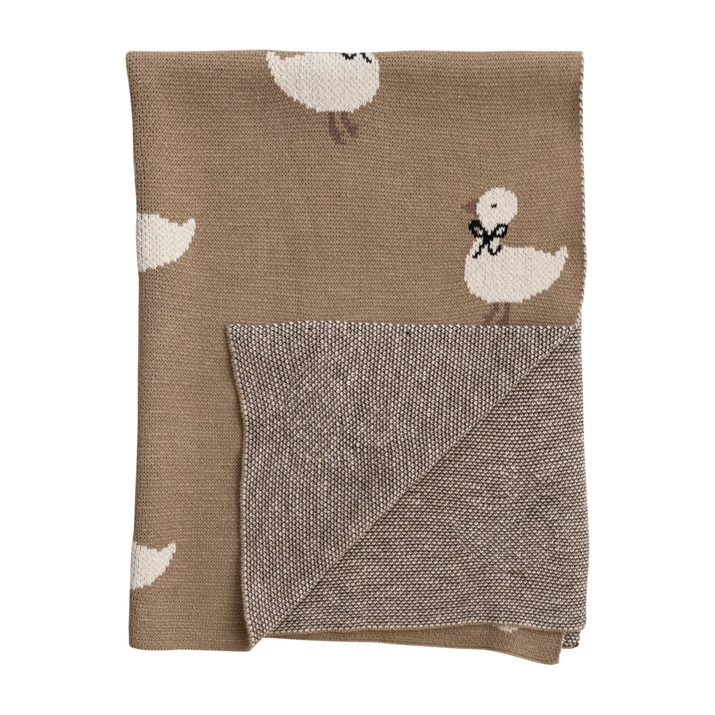 Cotton Knit Baby Blanket with Ducklings, Feathered Farmhouse