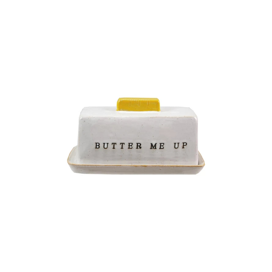 Stoneware Butter Dish, Feathered Farmhouse