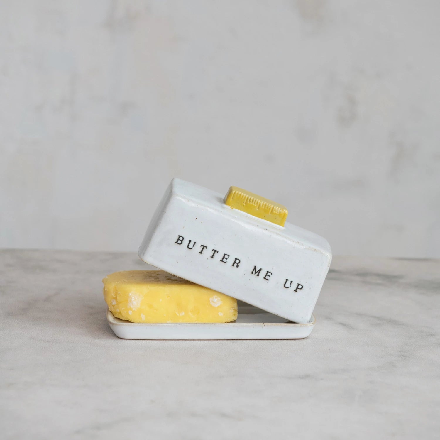 Stoneware Butter Dish, Feathered Farmhouse