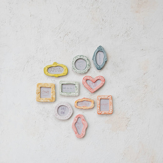 Stoneware Mini Photo Frame with Magnet, Feathered Farmhouse