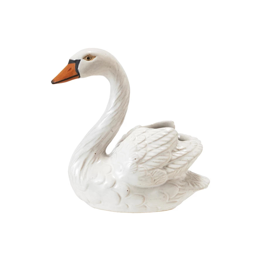 Stoneware Swan Toothpick Holder, Feathered Farmhouse