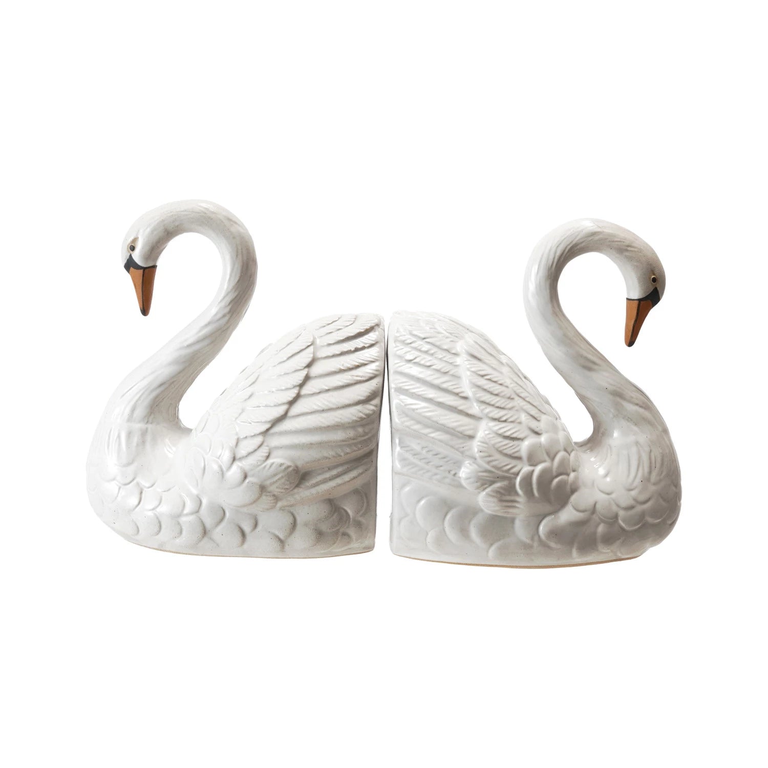 Stoneware Swan Bookends, Feathered Farmhouse