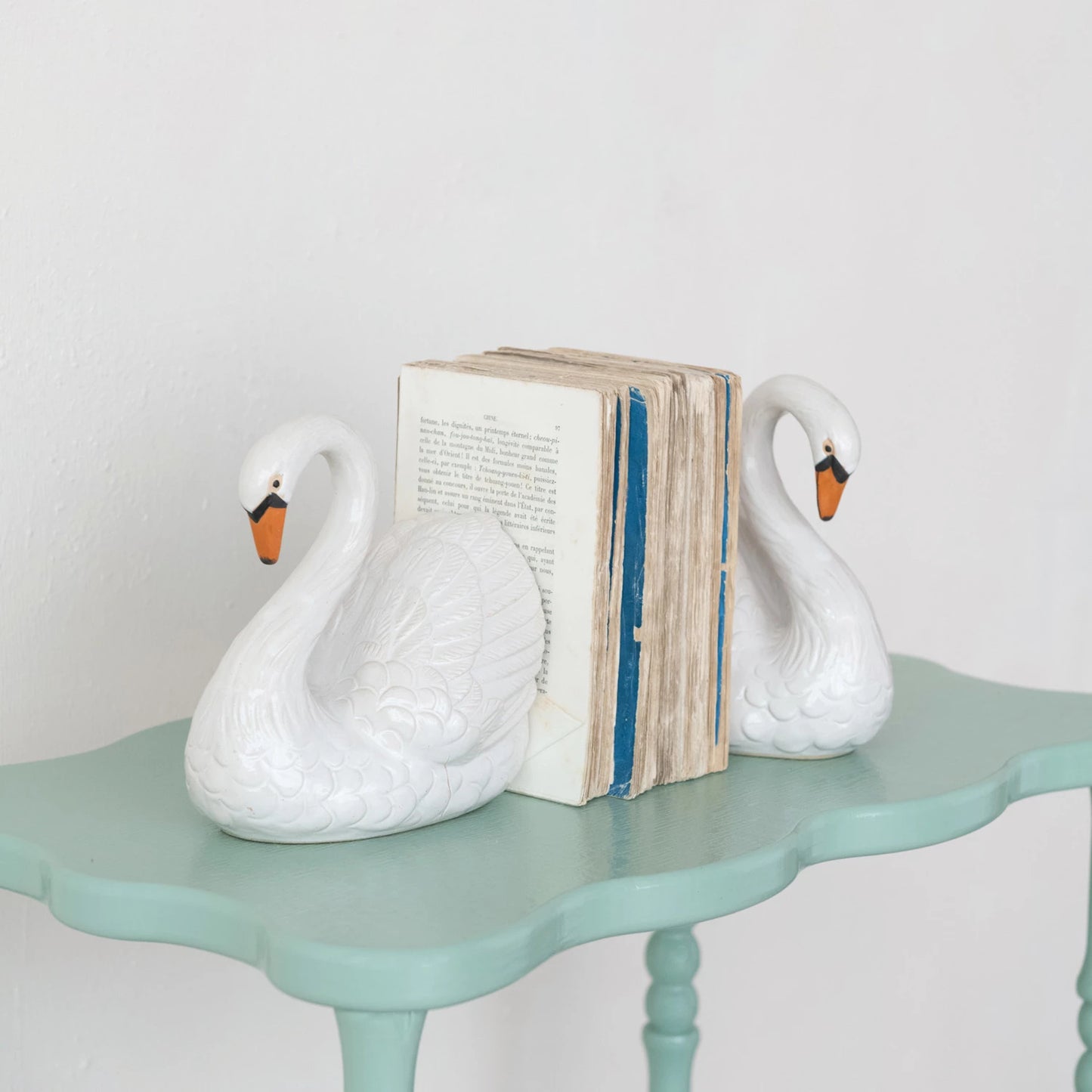 Stoneware Swan Bookends, Feathered Farmhouse