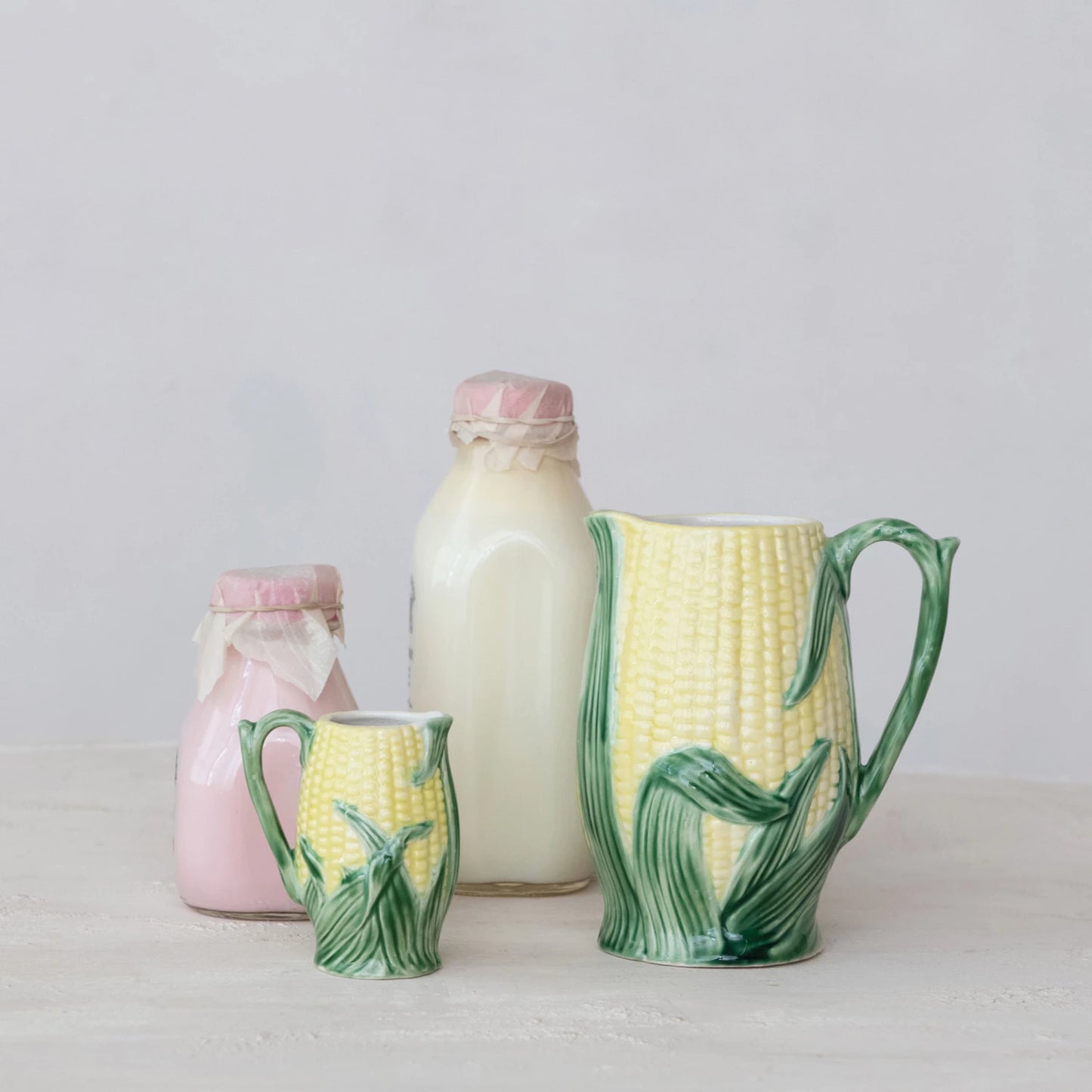 Stoneware Corn Shaped Creamer, Feathered Farmhouse
