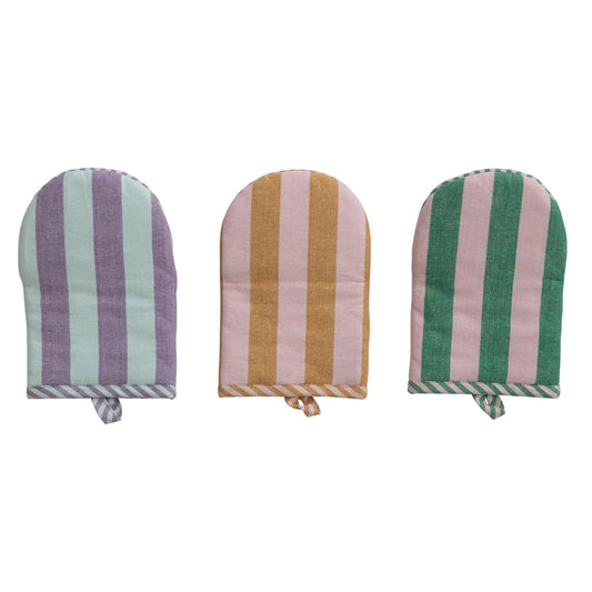 Woven Cotton Striped Oven Mitt, Feathered Farmhouse