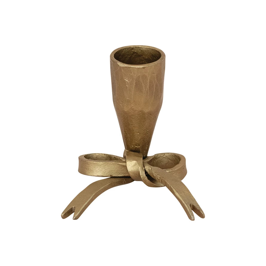 Hand-Forged Iron Bow Shaped Taper Holder, Feathered Farmhouse