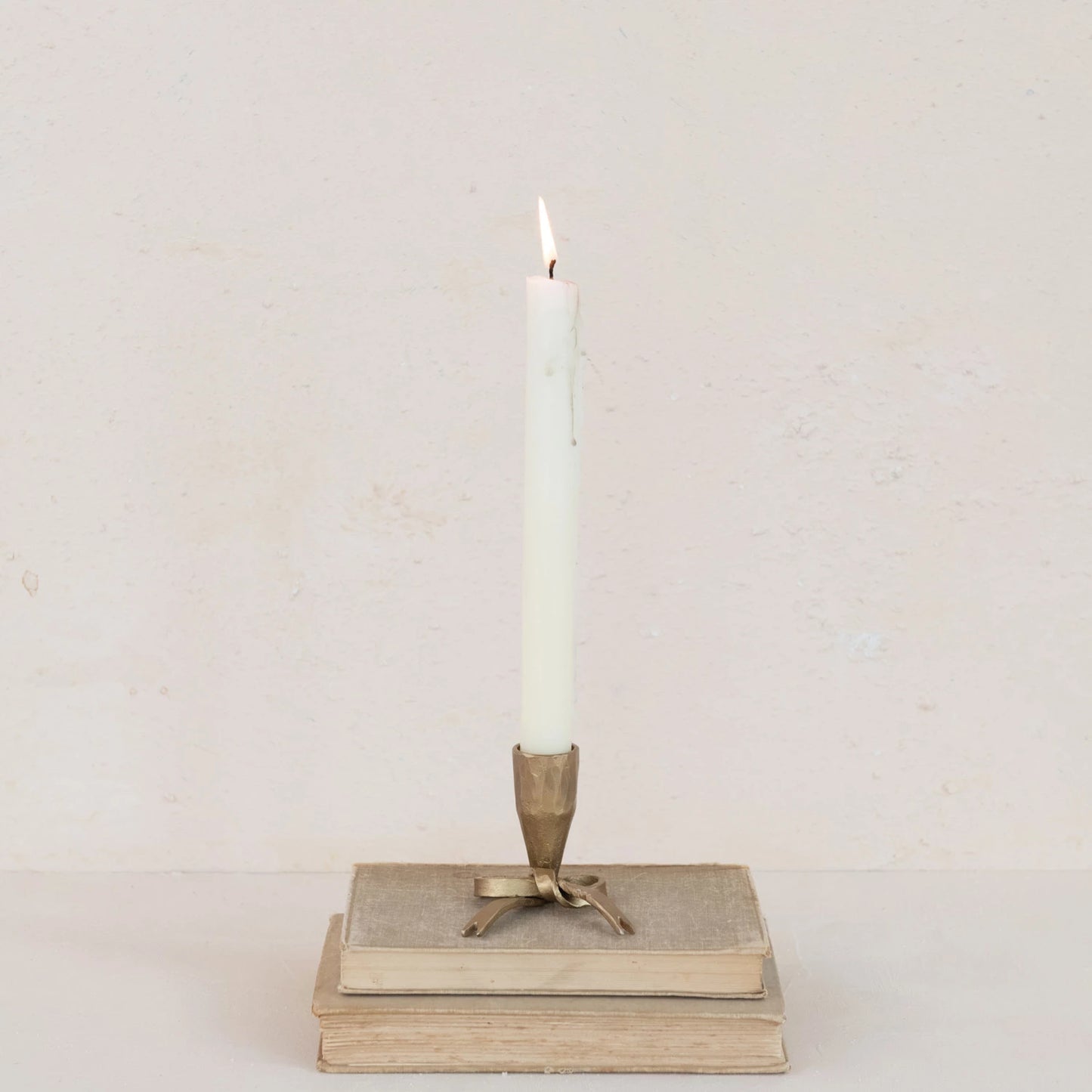 Hand-Forged Iron Bow Shaped Taper Holder, Feathered Farmhouse