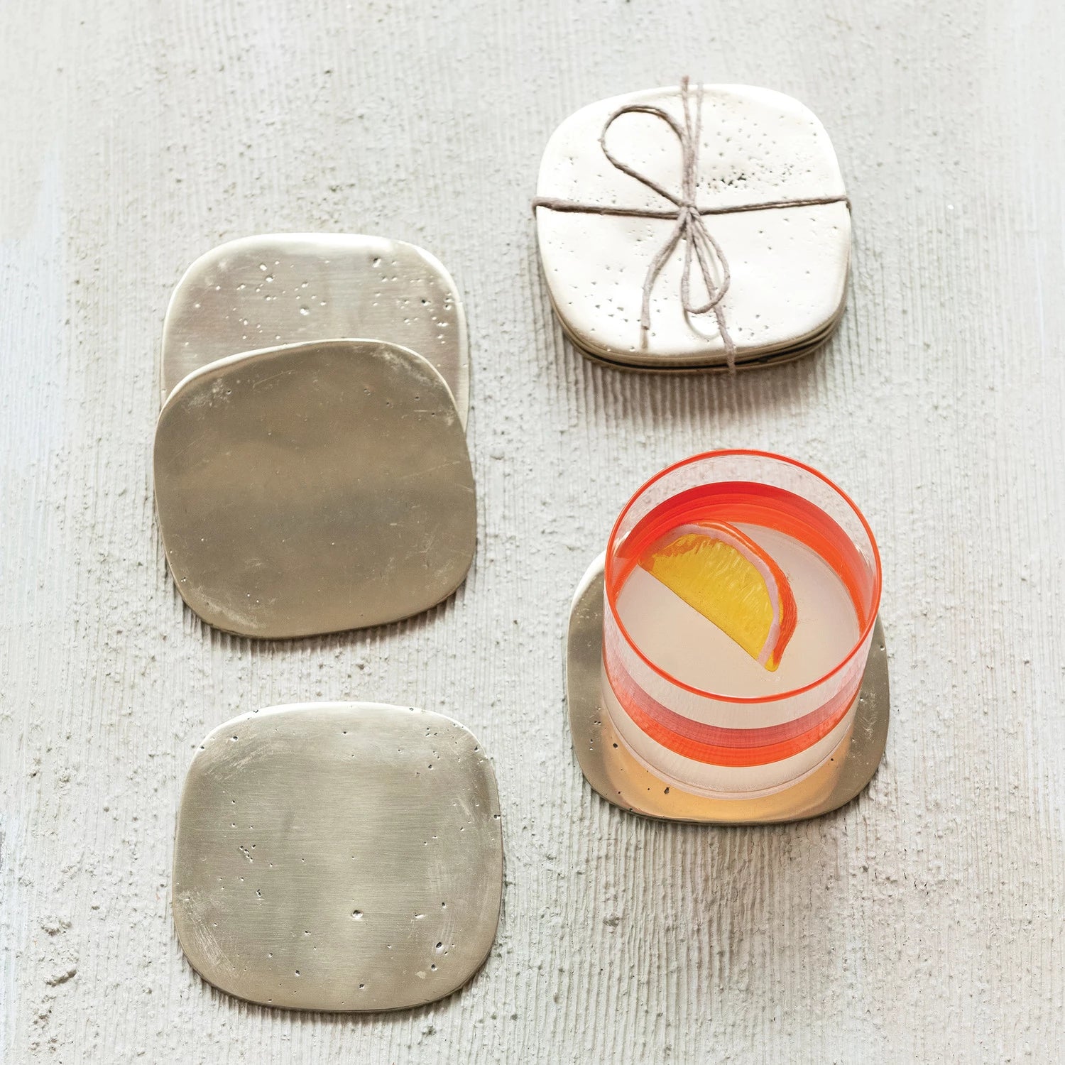 Pocked Aluminum Coasters, Feathered Farmhouse